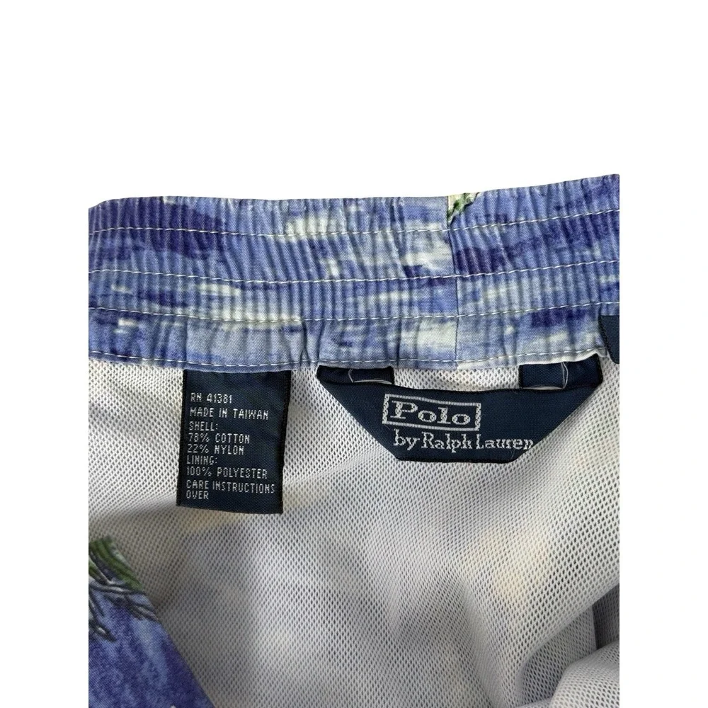 Polo Ralph Lauren Mens Large Shorts Swim Trunks Hawaiian Graphic Print Vintage